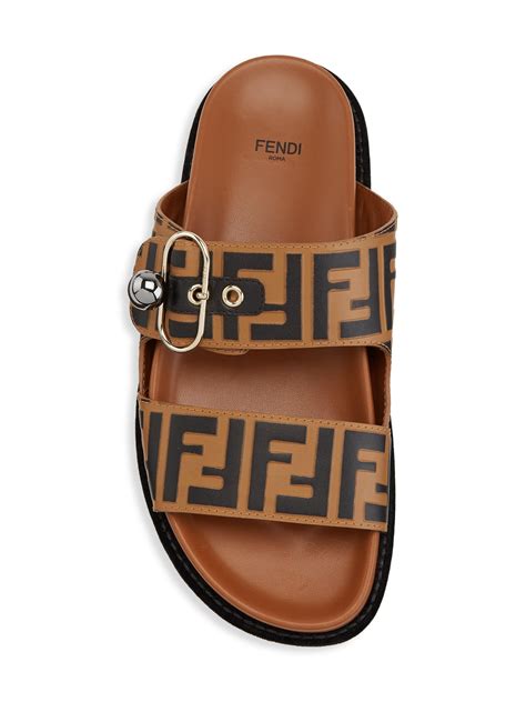 fendi women's leather flat slides